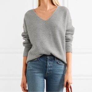 Frame Denim | Oversized Gray Ribbed Neck Sweater